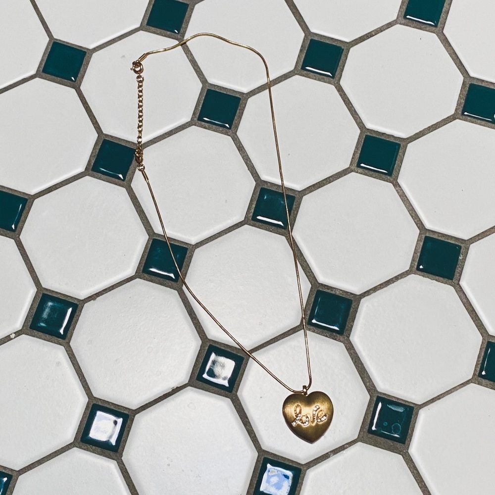 Vintage Gold Jeweled Love Locket Necklace